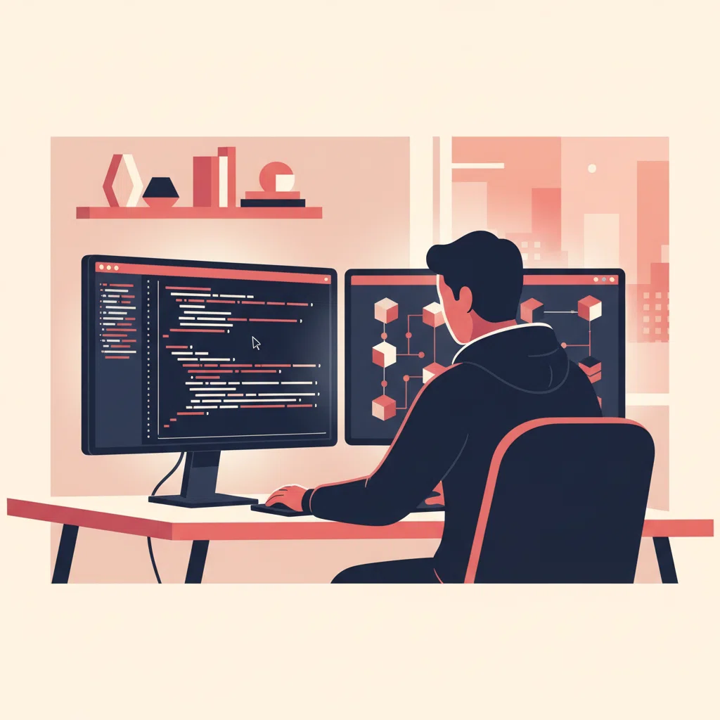 Estudante aprendendo tecnologia blockchain em ambiente de estudo moderno